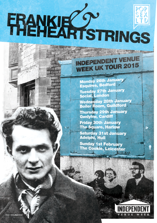 Poster design for Frankie & The Heartstrings' Independent Venue Week UK tour.