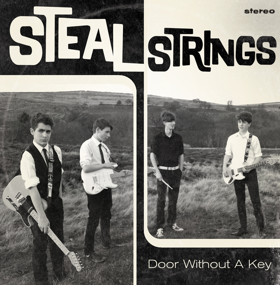 Cover artwork for Teesside band Steal String's 'Door Without A Key' EP. Band pho