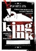 Poster design for Pop Recs Ltd's monthly spoken word and poetry evening 'King In
