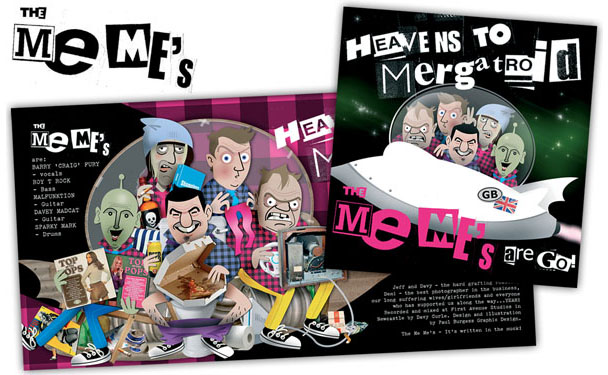 <h4 style="margin-bottom: 10px;">CD packaging</h4><p style="margin-bottom: 2px;"><b>Client: The Me Meâ€™s</b></p><p>Illustration, design and typography<br />for CD â€˜Heavens to Mergatroid,<br />the Me Meâ€™s are go!â€™</p>